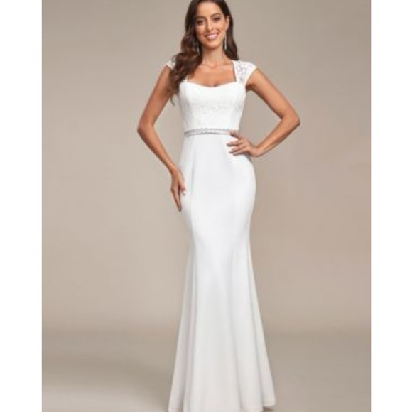 NWT. Ever-Pretty Cap Sleeve Sweetheart Mermaid Wedding Dress. Size 12 - Picture 3 of 12